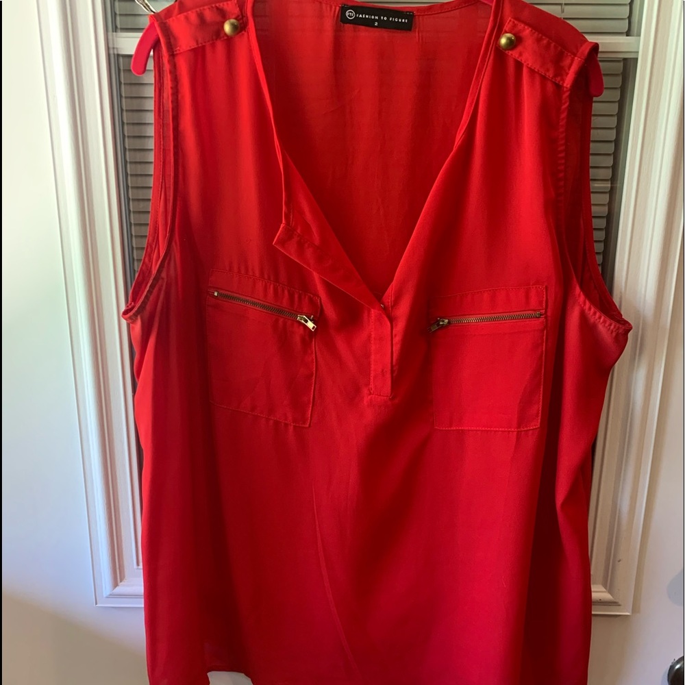 Fashion to Figure Red Silk Tank